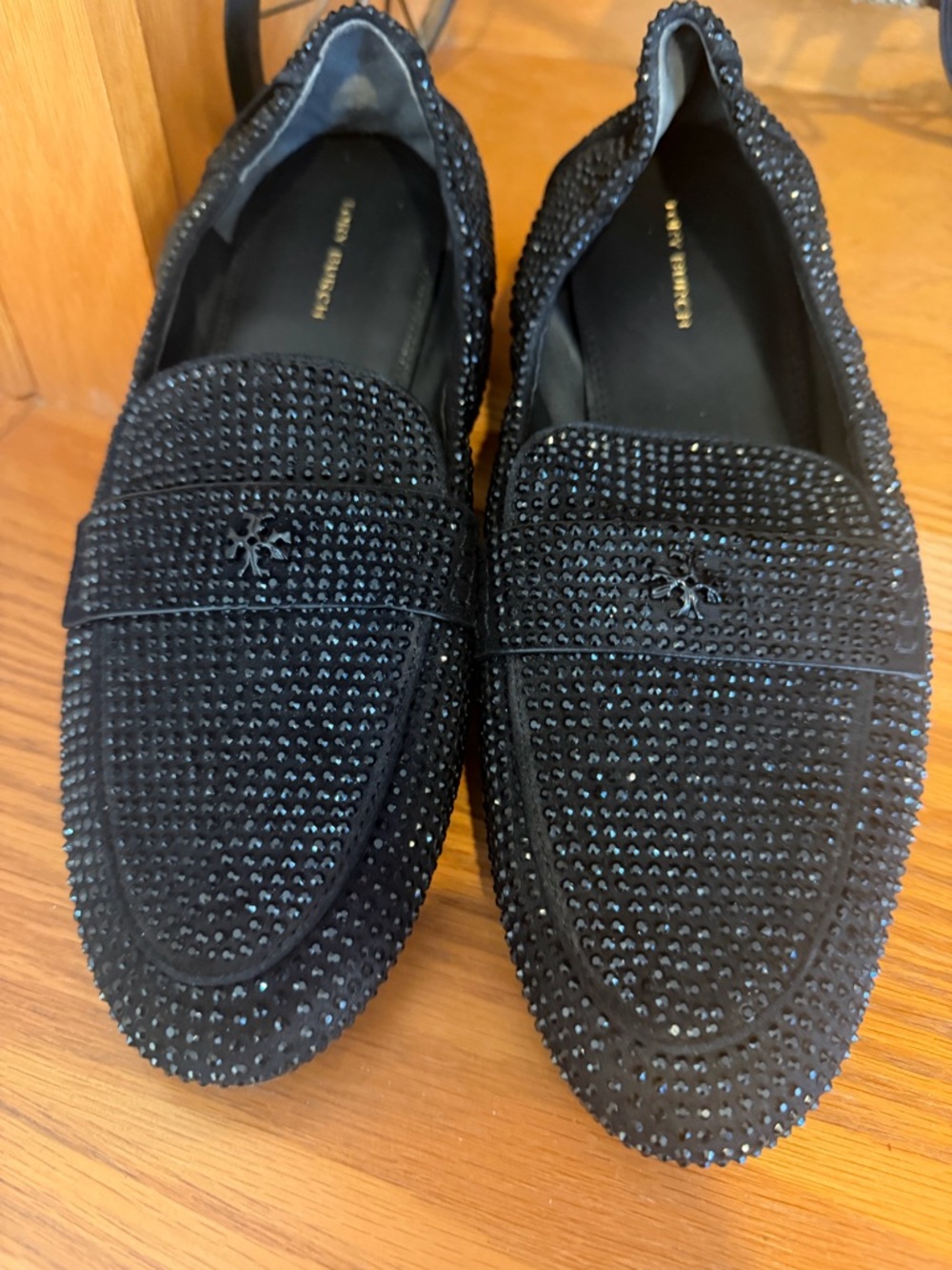Women’s Black Crystal-Embellished Loafers